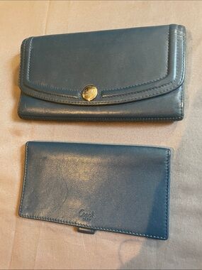 Coach powder Blue Leather Wallet and checkbook cover with silver Accents